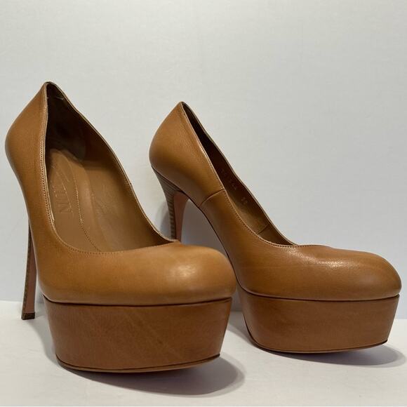 Alexander McQueen Chestnut Leather Platform Pumps 6” Heels IT 38 - Picture 11 of 11